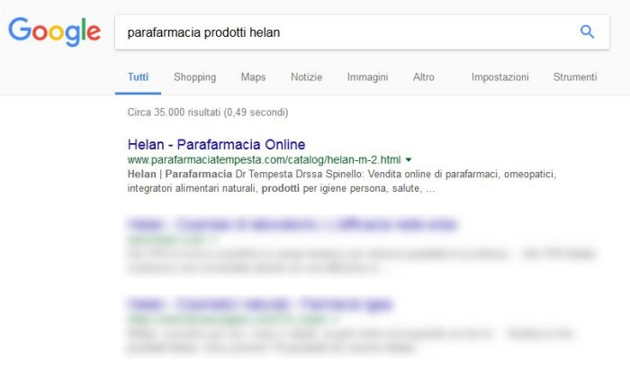 Slide 5 Posizionamento Ottimale in Prima Posizione nella Ricerca Organica - Parafarmacia Tempesta