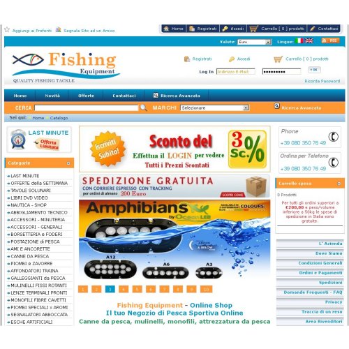 Portfolio Ingematic - Cliente Fishing Equipment - Anteprima Sito Web Ecommerce