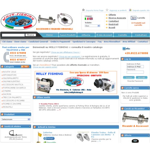 Portfolio Ingematic - Cliente Willy Fishing - Anteprima Sito Web Ecommerce