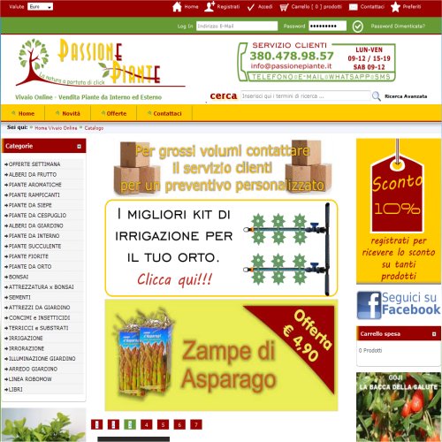 Portfolio Ingematic - Cliente PassionePiante - Anteprima Sito Web Ecommerce