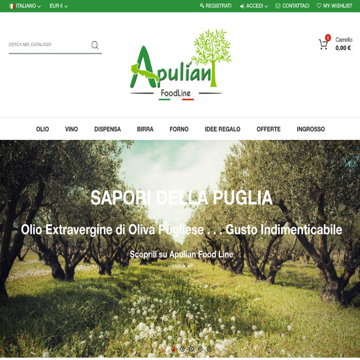 Portfolio Ingematic - Cliente Apulian Food Line - E-commerce Prodotti Tipici Pugliesi
